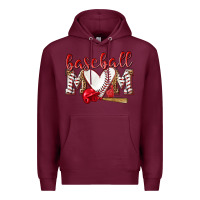 Burgundy Baseball Mom Premium Hoodie - NancyCooperArtShop