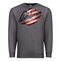 Charcoal Heather American Flag Lips Premium Sweatshirt - Bettercallsaul