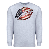 Heather Grey American Flag Lips Premium Sweatshirt - Bettercallsaul
