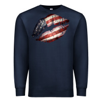 Navy American Flag Lips Premium Sweatshirt - Bettercallsaul