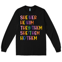 Black lgbtq pronouns Long Sleeve Tee - MaliasSmallBusiness