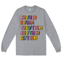 Heather Grey lgbtq pronouns Long Sleeve Tee - MaliasSmallBusiness