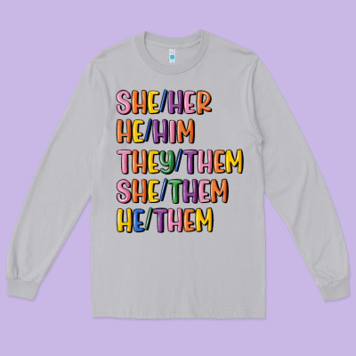 Lgbtq Pronouns Long Sleeve Tee Designed By Maliassmallbusiness