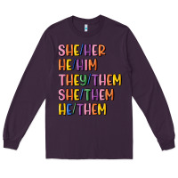 Plum lgbtq pronouns Long Sleeve Tee - MaliasSmallBusiness