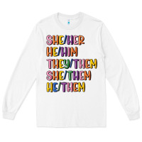 White lgbtq pronouns Long Sleeve Tee - MaliasSmallBusiness
