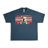 Midnight Navy english bulldog floral license plate Urban Heavy Tee - Artiststas