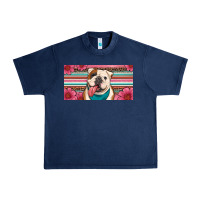 Navy english bulldog floral license plate Urban Heavy Tee - Artiststas