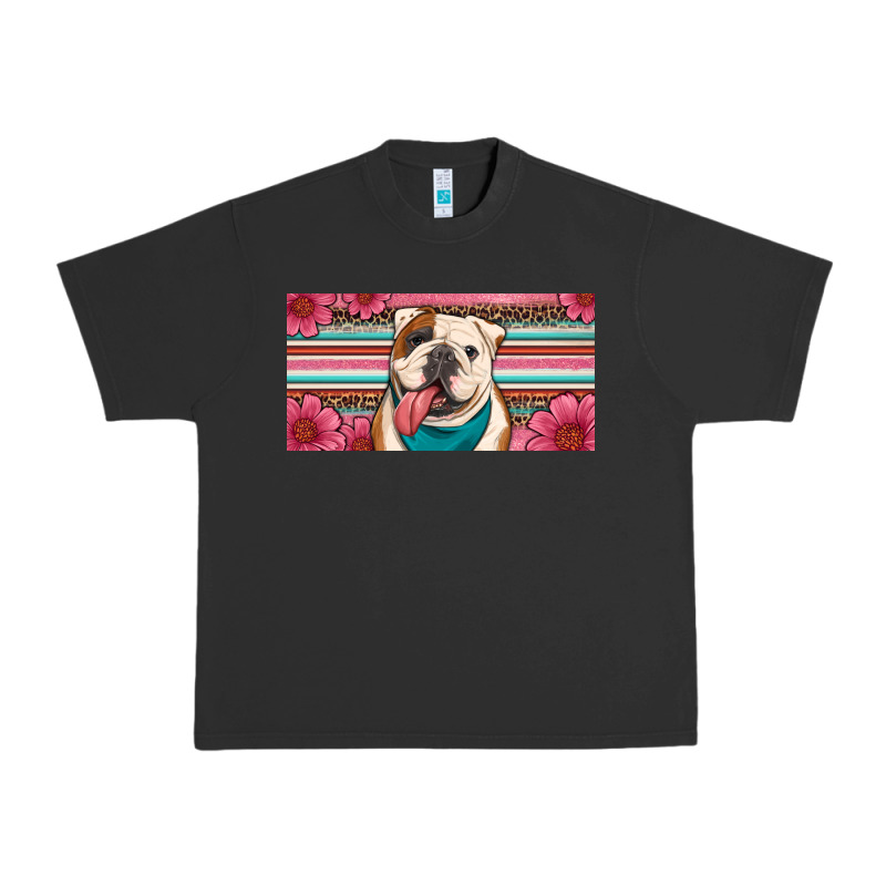 English Bulldog Floral License Plate Urban Heavy Tee by Artiststas | Teevron