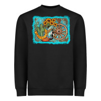 Black western wooden wheel cowboy boots Heavyweight Sweatshirt - AdoDesignShop