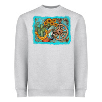 Heather Grey western wooden wheel cowboy boots Heavyweight Sweatshirt - AdoDesignShop