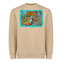 Western Wooden Wheel Cowboy Boots Heavyweight Sweatshirt | Teevron