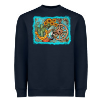 Navy western wooden wheel cowboy boots Heavyweight Sweatshirt - AdoDesignShop