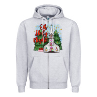 Heather Grey christmas church oh holy night Zipper Hoodie - MaliasSmallBusiness