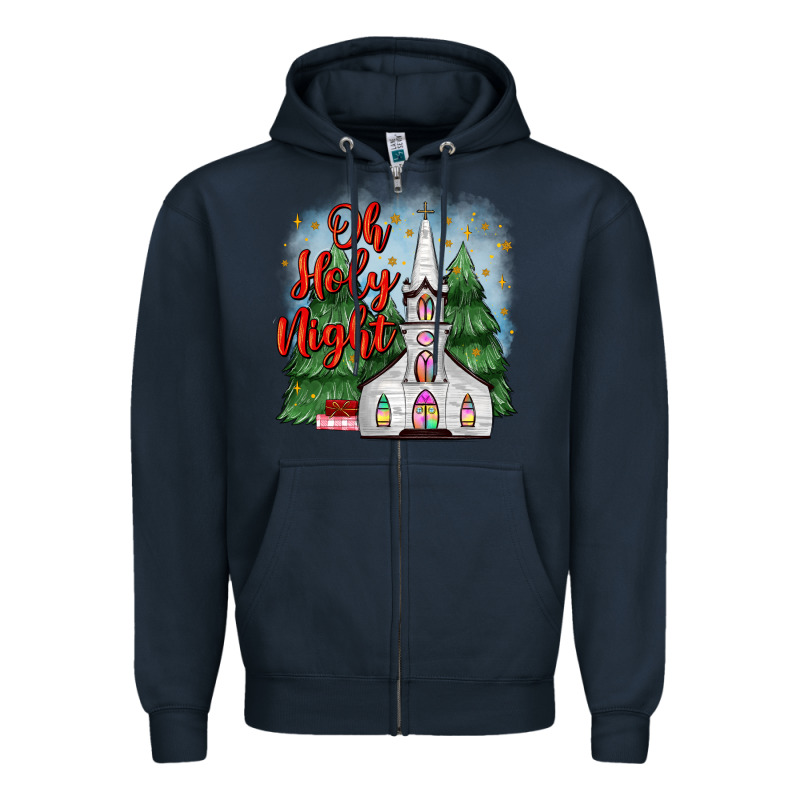 Christmas Church Oh Holy Night Zipper Hoodie by MaliasSmallBusiness | Teevron