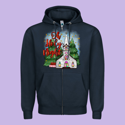 Christmas Church Oh Holy Night Zipper Hoodie Designed By Maliassmallbusiness