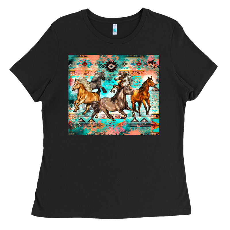 Western Running Horses Ladies Tee by Zillion Design Studio | Teevron