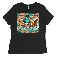Black western running horses Ladies Tee - Zillion Design Studio