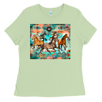 Matcha western running horses Ladies Tee - Zillion Design Studio