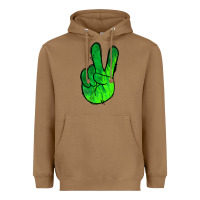 Toasted Coconut Green Peace Sign Heavyweight Hoodie - Jasminsmagicworld