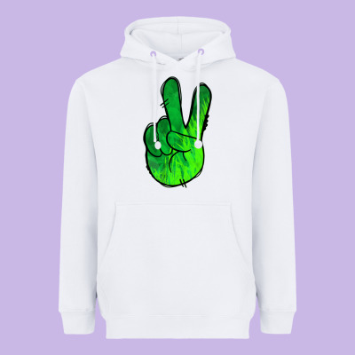 Green Peace Sign Heavyweight Hoodie Designed By Jasminsmagicworld