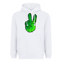 White Green Peace Sign Heavyweight Hoodie - Jasminsmagicworld
