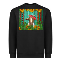 Black goat with sunflower and cactus Heavyweight Sweatshirt - Artiststas