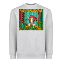 Heather Grey goat with sunflower and cactus Heavyweight Sweatshirt - Artiststas