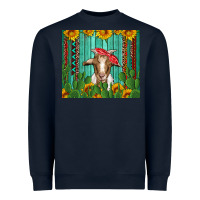 Navy goat with sunflower and cactus Heavyweight Sweatshirt - Artiststas