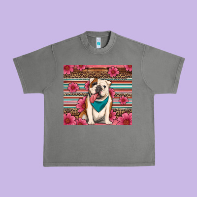 British Bulldog Floral Serape Urban Heavy Tee Designed By Artiststas