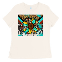 Bone turquoise gemstone sunflower Ladies Tee - Zillion Design Studio
