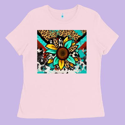 Turquoise Gemstone Sunflower Ladies Tee Designed By Zillion Design Studio