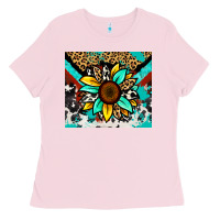Bubblegum Pink turquoise gemstone sunflower Ladies Tee - Zillion Design Studio