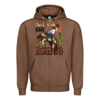 Chestnut check your ego amigo rodeo cowboy Zipper Hoodie - MaliasSmallBusiness