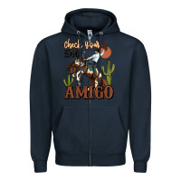 Navy check your ego amigo rodeo cowboy Zipper Hoodie - MaliasSmallBusiness