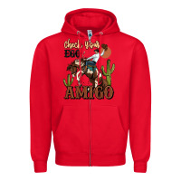Red check your ego amigo rodeo cowboy Zipper Hoodie - MaliasSmallBusiness