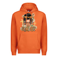 Carrot Gray Hair Believe Praying Caucasian Messy Bun Premium Hoodie - texasbilliewilder