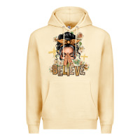 Gray Hair Believe Praying Caucasian Messy Bun Premium Hoodie | Teevron