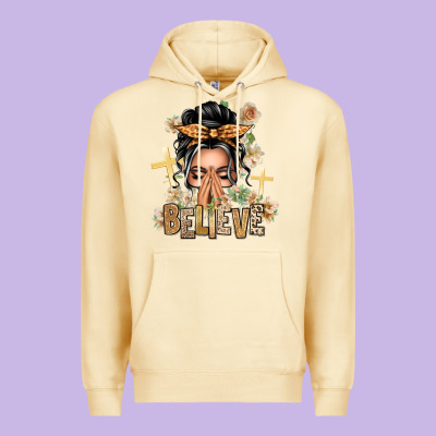 Gray Hair Believe Praying Caucasian Messy Bun Premium Hoodie Designed By Texasbilliewilder