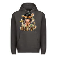 Smoke Gray Hair Believe Praying Caucasian Messy Bun Premium Hoodie - texasbilliewilder
