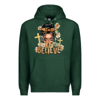 Sports Green Gray Hair Believe Praying Caucasian Messy Bun Premium Hoodie - texasbilliewilder
