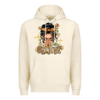 Tofu Gray Hair Believe Praying Caucasian Messy Bun Premium Hoodie - texasbilliewilder