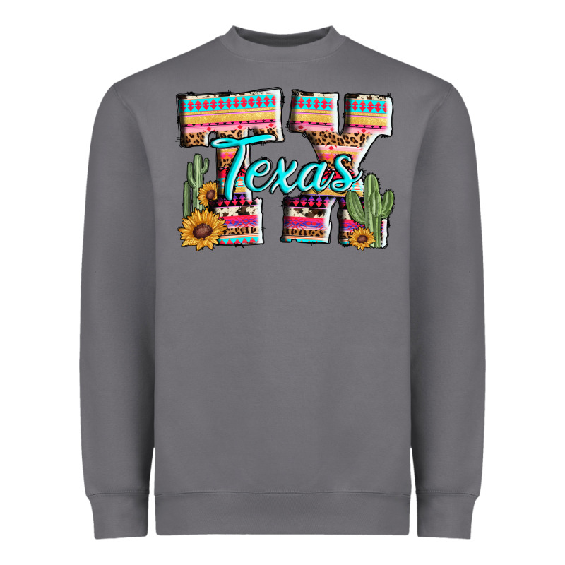 Texas Tx Aztec Cactus Leopard Heavyweight Sweatshirt by AdoDesignShop | Teevron