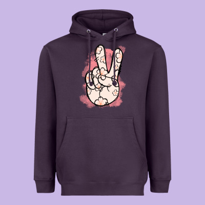 Floral Peace Sign Heavyweight Hoodie Designed By Jasminsmagicworld