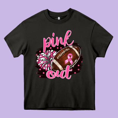 Pink Out Football Heavy Core Tee Designed By Barkaloodesign