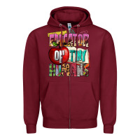 Burgundy educator of tiny humans Zipper Hoodie - NancyCooperArtShop