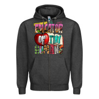 Charcoal Heather educator of tiny humans Zipper Hoodie - NancyCooperArtShop