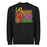 Black mardi gras vibes crawfish mask and fleur de lis Heavyweight Sweatshirt - Artiststas