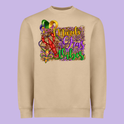 Mardi Gras Vibes Crawfish Mask And Fleur De Lis Heavyweight Sweatshirt Designed By Artiststas