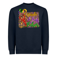 Navy mardi gras vibes crawfish mask and fleur de lis Heavyweight Sweatshirt - Artiststas