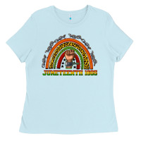 Baby Blue juneteenth 1865 rainbow Ladies Tee - texasbilliewilder